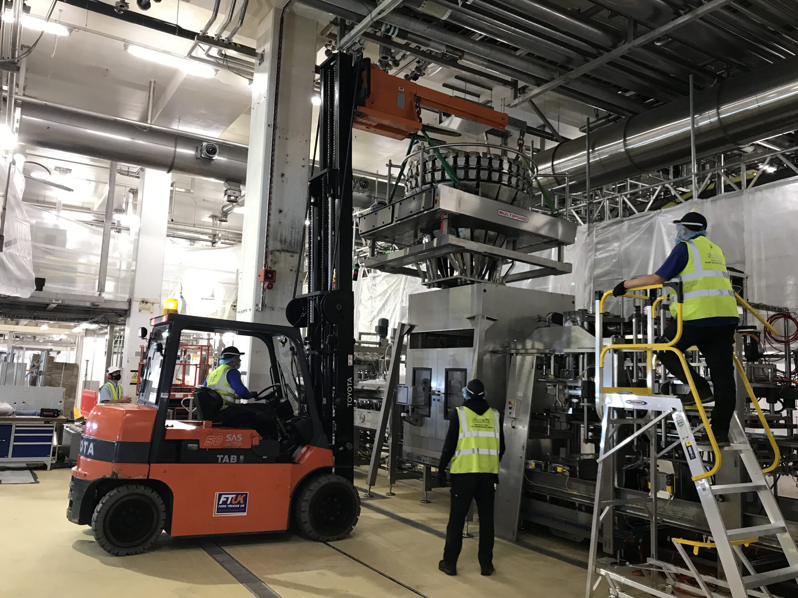 Forklift lift of part of the machine.